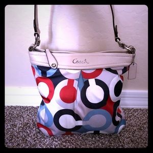 Coach Signature fabric over the shoulder bag
